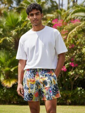 SAXX Swim Trunks Mens Large Oh Buoy 2N1 Volley 5" Tropical Shorts Ballpark Pouch
